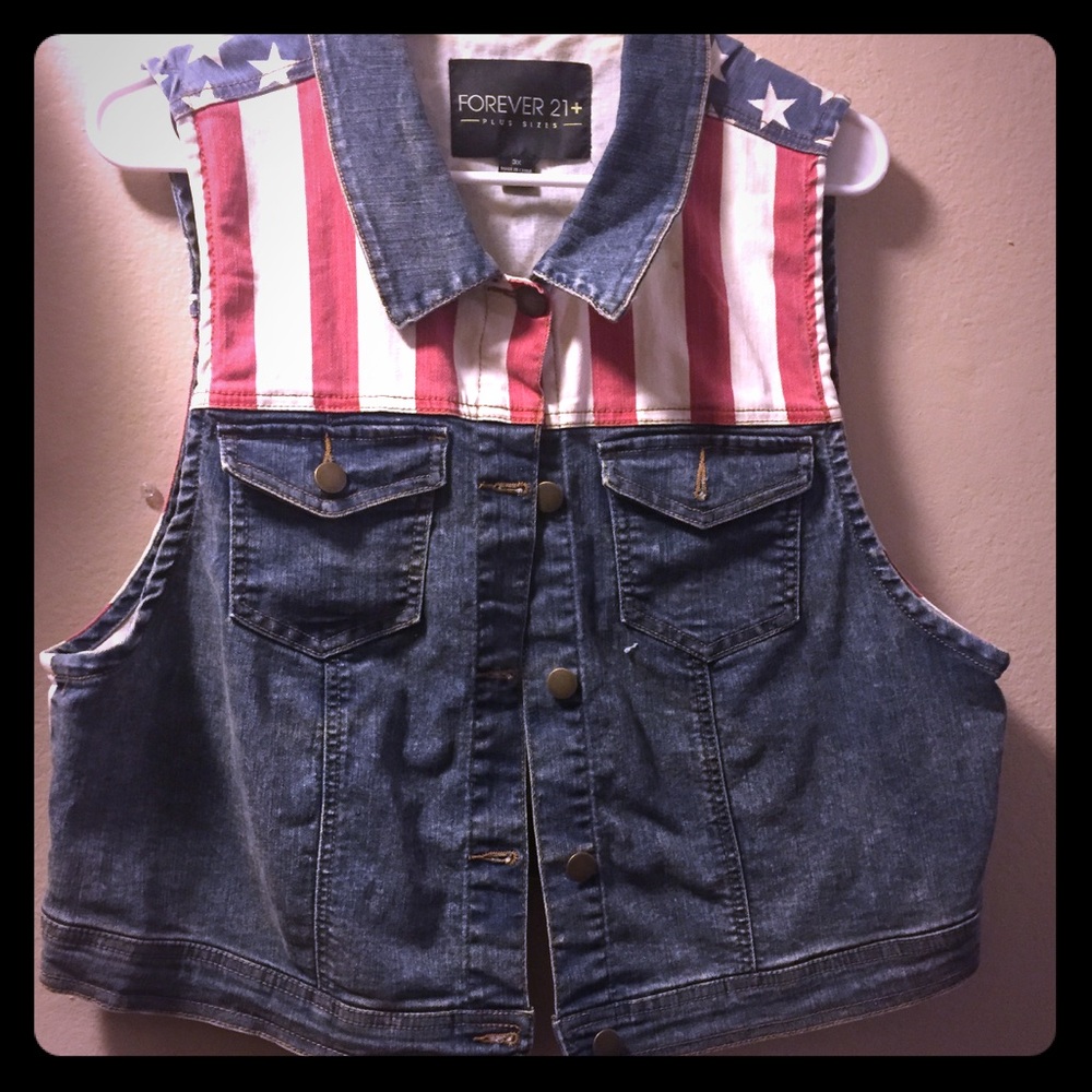 American Flag Denim Vest